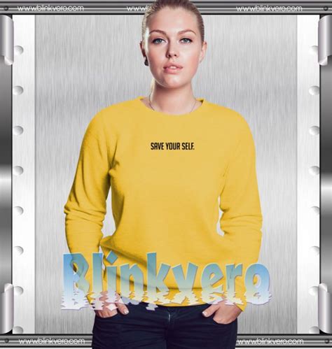 Straight silhouette sweatshirt with long sleeves. Buy Sweatshirt Save Your Self Custom Sweater Unisex