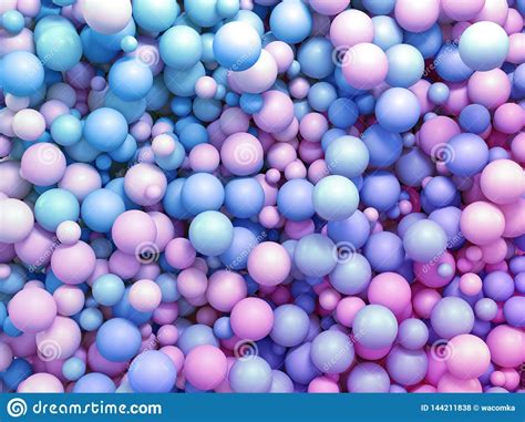 3d Render Colorful Pastel Balls Abstract Background Stock