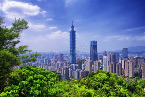 Taipei City Taiwan Skyline Sunny Stock Photo Image Of Mountain