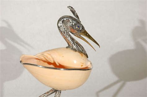 Italian Silver Plate And Shell Bird By Gabriella Binazzi At 1stdibs