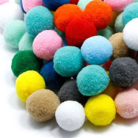 100pcs Assorted Fluffy Pom Poms Childrens Diy Crafts