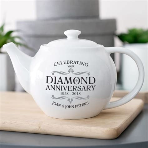 Personalised Diamond Wedding Anniversary Teapot 60th | Etsy