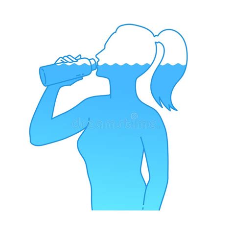 Female Silhouette Drinking Water Stock Vector Illustration Of Water