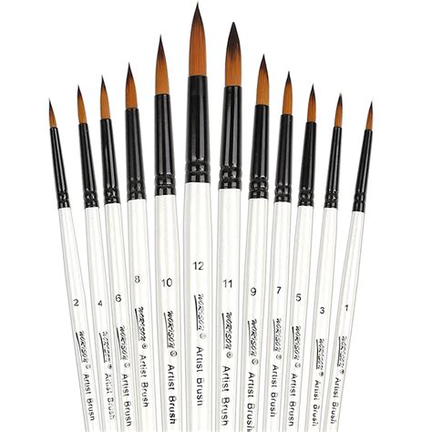 12 Pcs Round Filbert Paint Brushes Set Artist Brush For Acrylic Oil