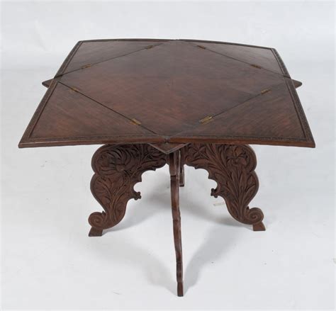 Anglo Indian Rosewood Carved Folding Envelope Table At 1stdibs