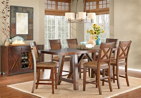 Feel free to browse through our extensive collection of counter height dining sets, designed and manufactured to suit the most discerning tastes.with options ranging from contemporary metallic dining sets to exquisitely crafted vintage wooden counterparts, our collection promises to give you the perfect match for your dining room setup no matter which styling you have chosen for the dining. Mango Burnished Walnut 5 Pc Counter Height Dining Room ...