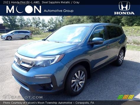 Steel Sapphire Metallic 2021 Honda Pilot Ex L Awd Gray Interior