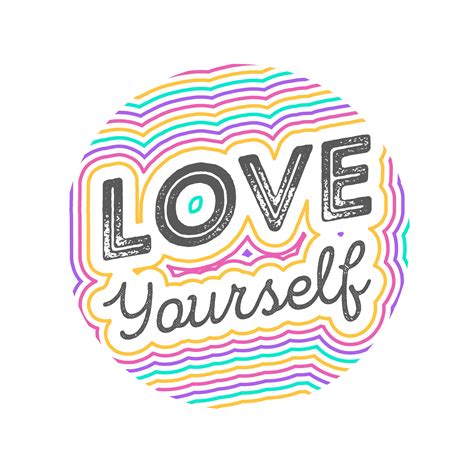 Flat Love Yourself Lettering Typography Style Vector Illustration