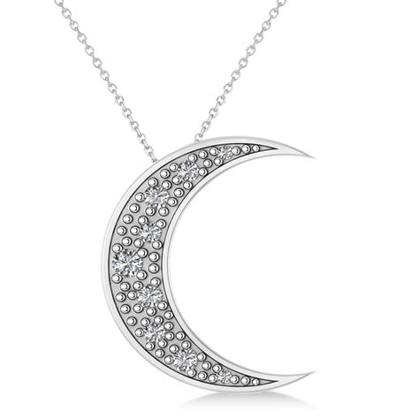 Carefully hand selected and ethically sourced materials. Diamond Crescent Moon Pendant Necklace 14K White Gold 0 ...