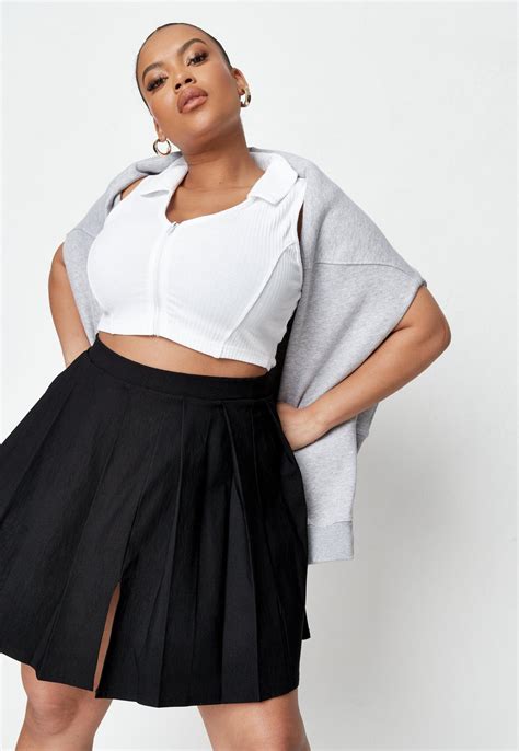 Plus Size Black Pleated Tennis Skirt Missguided