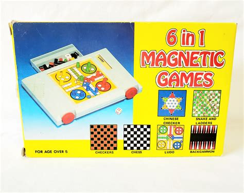 6 In 1 Magnetic Games Is Vintage Travel Fun Chinese Checkers Etsy