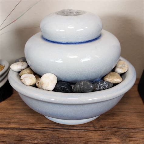 Desk Water Fountain Sunnydaze Smooth Cascade Ceramic Indoor Tabletop