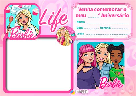 Convite De Aniversário Barbie Life Para Preencher Imagem Legal