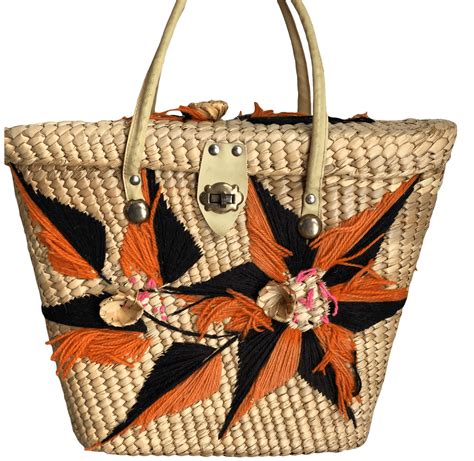 50s Woven Floral Basket Handbag Thrilling