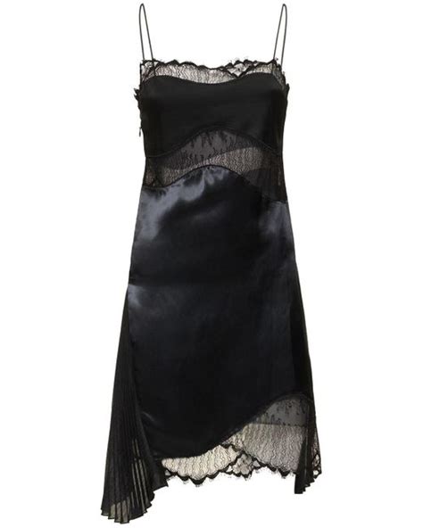 Victoria Beckham Lace And Satin Mini Dress In Black Lyst