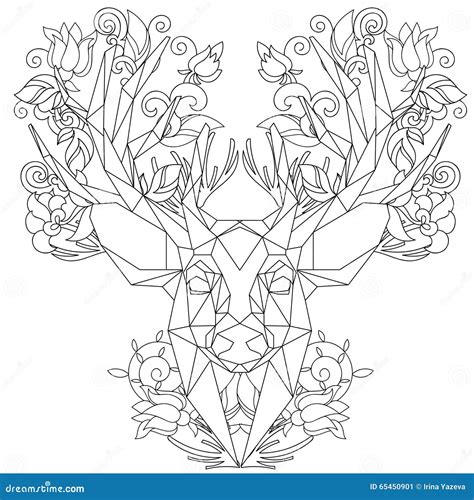 Front View Of Animal Head Triangular Icon Deer Stock Vector