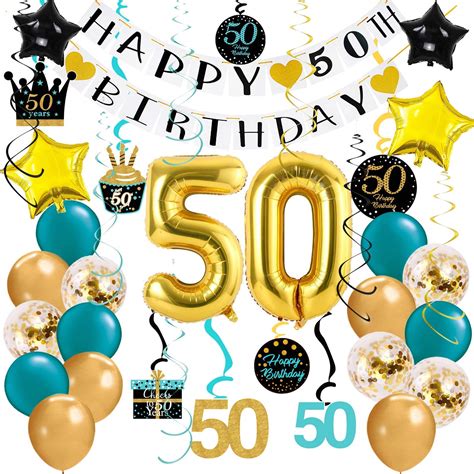 Buy 50th Birthday Party Decorations For Women Teal Gold Women 50th