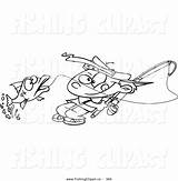 Fishing Coloring Fish Boy Reeling Clipart Royalty Clip sketch template