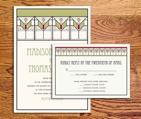 Printable Craftsman Style Invitation And Reply Card Set Arts Etsy