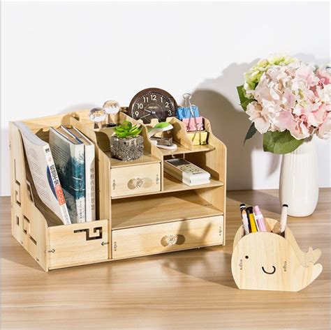 Wooden Large Drawer Desk Supplies Necessary Shelves Office Bookshelf