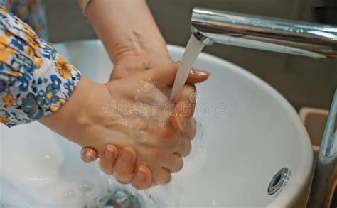 Woman Washes Her Hands Stock Image Image Of Palms Bathroom 230842945