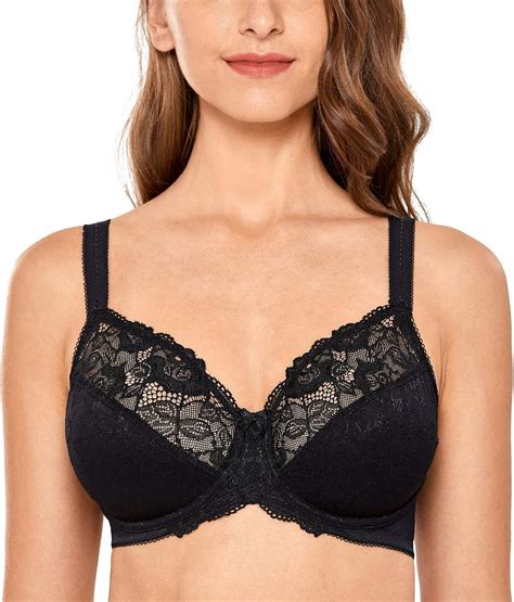 Delimira Womens Lace Sheer Unlined Underwire Full Coverage Plus Size