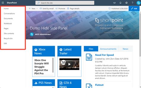 How To Hide Quick Launch Left Navigation From Modern Sharepoint Team