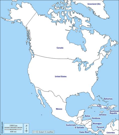 North America Map Without Names