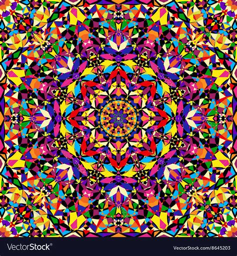 Bright Geometric Seamless Kaleidoscope Pattern Vector Image