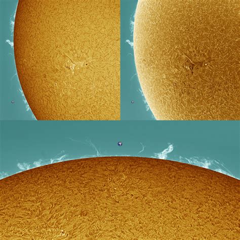 Bright Prominences East Solar Limb Size Of Planet Earth Shown To