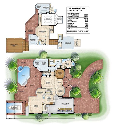 Mediterranean House Plan 2 Story Luxury Waterfront Home Floor Plan