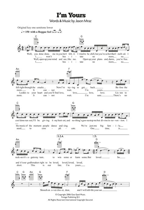 Im Yours Sheet Music Jason Mraz Ukulele