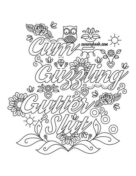 Cum Guzzler Adult Coloring Books Swear Words Words Coloring Book