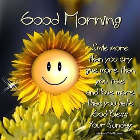 These good morning quotes and good morning images give you the motivation to welcome the beauty of a brand new day! Good Morning Smile God Bless Your Sunday | Hello tuesday ...