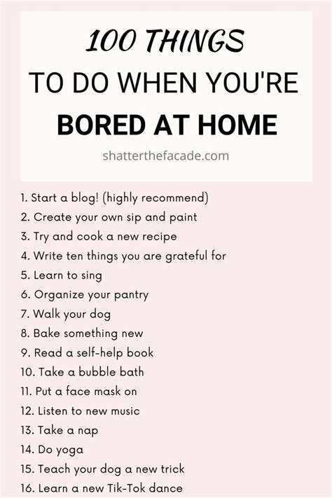 100 Things To Do When Youre Bored At Home Shatter The
