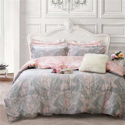 Brandream Blush Pink Bedding Sets Queen Size Girls Damask Flower Bedding 100 Co Ebay