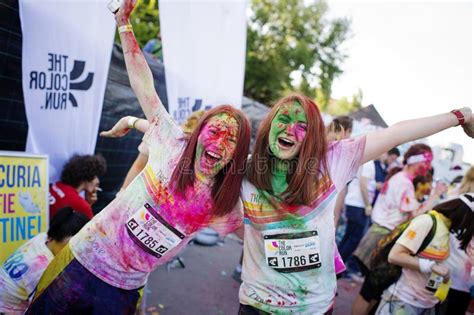 Happy Girls At The Color Run Bucharest Happiest 5k On The Planet