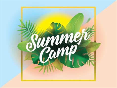 Summer Camp Vector Background For Posters And Banners Stock Vector