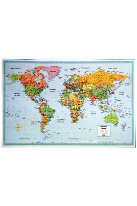 Laminated Wall Size World Map