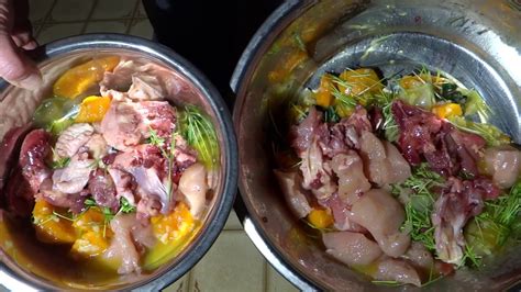 A homemade raw dog food diet typically consists of: Dog Food - Seven Day Menu - mostly raw homemade diet - YouTube