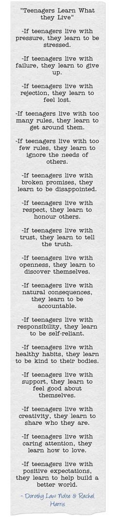 Teenagers Learn What They Live Poem By Dorothy Law
