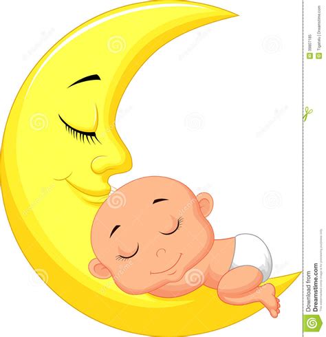 Cute Baby Cartoon Sleeping On The Moon Stock Vector Image 39807185