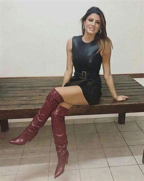 Leather Dresses Leather Fashion Thigh High Boots Heels Hot High