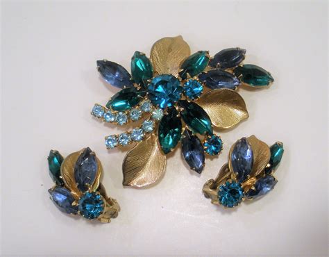 Vintage Signed Weiss Brooch And Earring Set Etsy Ireland