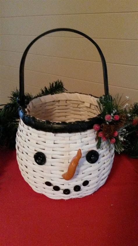 Frosty Snowman Handwoven Basket Hand Woven Baskets Hand Weaving Basket