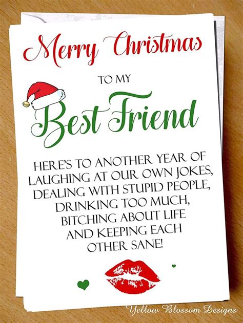 bestie friend christmas card humour best friend bff here s to another year merry chris… cute