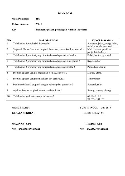 Bank Soal Kls 6 Semester 1