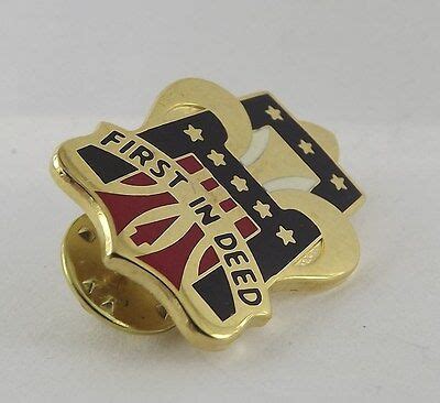 Vintage Gold Tone Enameled Military Lapel Pin First In Deed EBay