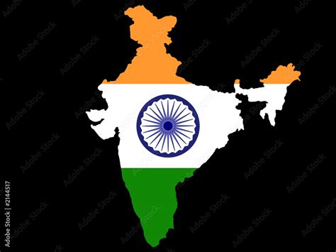 Map Of India And Indian Flag Stock Illustration Adobe Stock