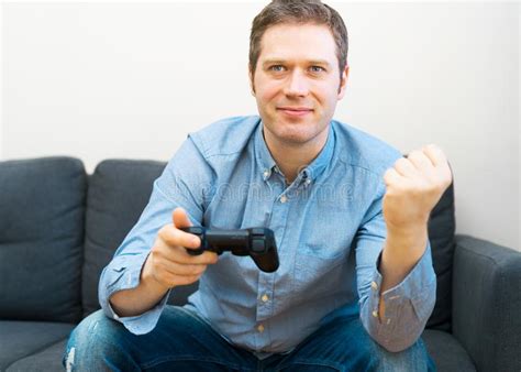 Man Playing Video Game Stock Image Image Of Holding 144988765